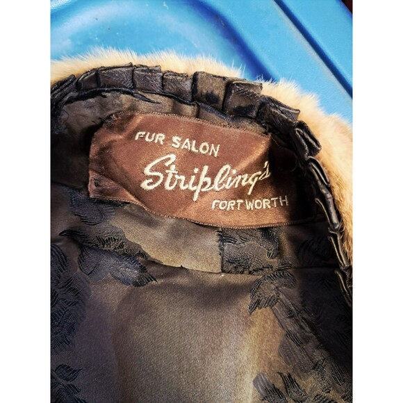 Vintage Stripling's Real Fur Shawl Stole Wrap Carmel Tan Brown Monogrammed - Picture 12 of 17